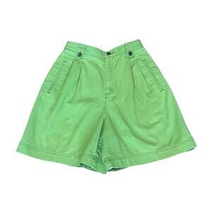 Liz Sport Women's 4 Mom Shorts Extreme High Waist Wide Leg Modest Pleated Green